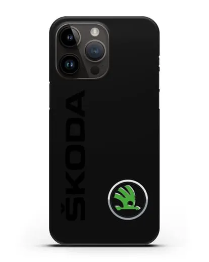 Чехол с надписью Skoda и логотипом силиконовый для iPhone 14 Pro Max