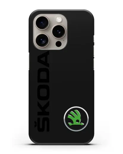 Чехол с надписью Skoda и логотипом силиконовый для iPhone 15 Pro