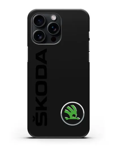 Чехол с надписью Skoda и логотипом силиконовый для iPhone 15 Pro Max