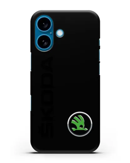 Чехол с надписью Skoda и логотипом силиконовый для iPhone 16