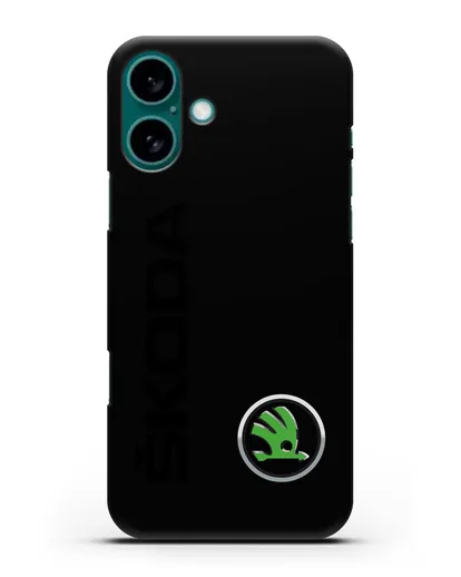 Чехол с надписью Skoda и логотипом силиконовый для iPhone 16 Plus