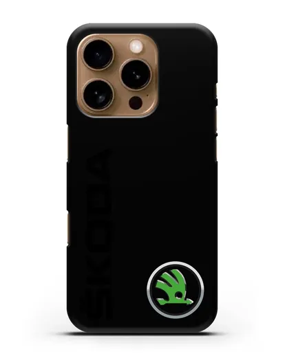 Чехол с надписью Skoda и логотипом силиконовый для iPhone 16 Pro
