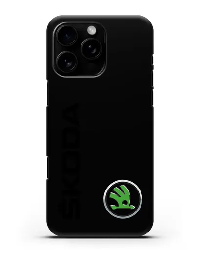 Чехол с надписью Skoda и логотипом силиконовый для iPhone 16 Pro Max