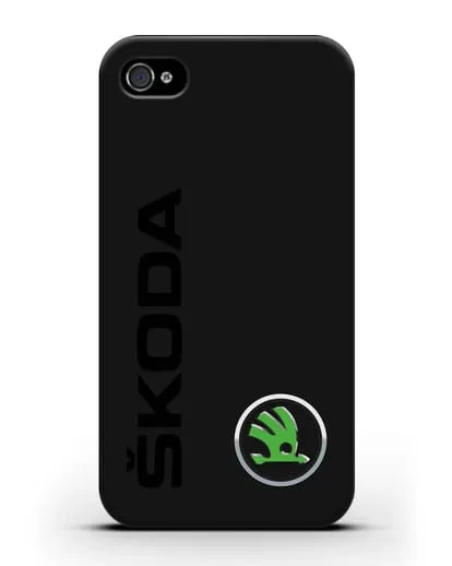 Чехол с надписью Skoda и логотипом силиконовый для iPhone 4/4s