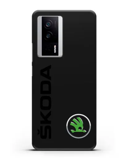 Чехол с надписью Skoda и логотипом силиконовый для Xiaomi Poco F5 Pro