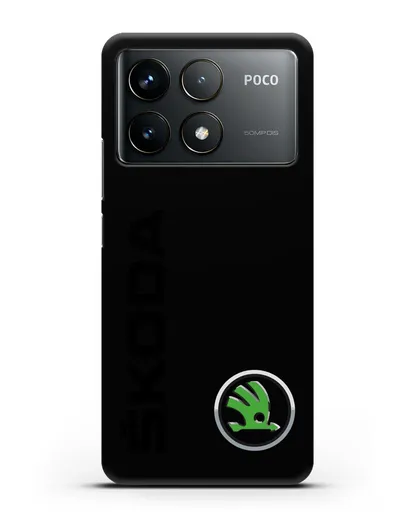 Чехол с надписью Skoda и логотипом силиконовый для Xiaomi Poco F6 Pro