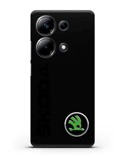 Чехол с надписью Skoda и логотипом силиконовый для Xiaomi Poco M6 Pro