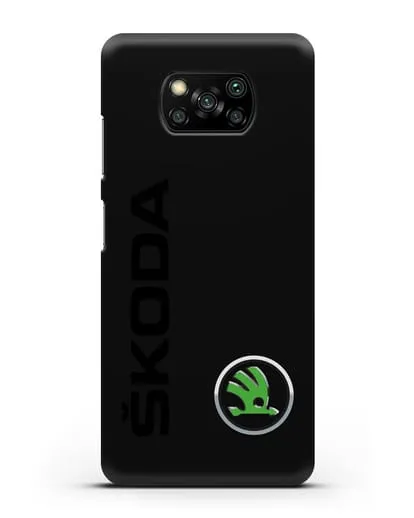 Чехол с надписью Skoda и логотипом силиконовый для Xiaomi Poco X3