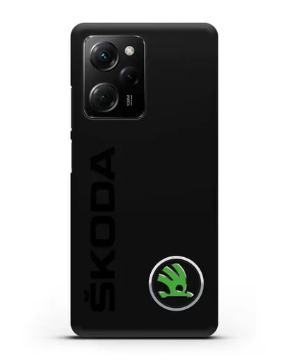 Чехол с надписью Skoda и логотипом силиконовый для Xiaomi Poco X5 Pro