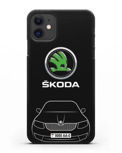 Чехол Skoda с номерным знаком силиконовый для iPhone 11