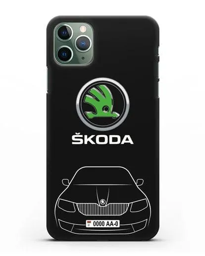Чехол Skoda с номерным знаком силиконовый для iPhone 11 Pro Max