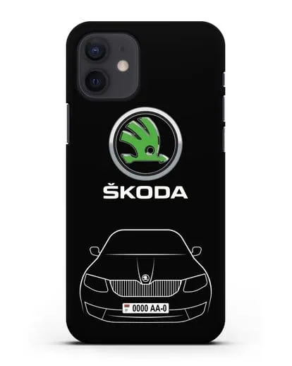 Чехол Skoda с номерным знаком силиконовый для iPhone 12