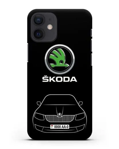 Чехол Skoda с номерным знаком силиконовый для iPhone 12 mini