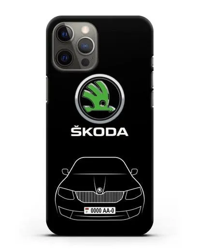Чехол Skoda с номерным знаком силиконовый для iPhone 12 Pro Max