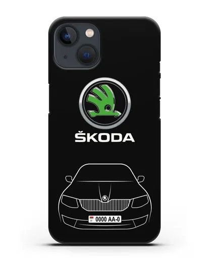 Чехол Skoda с номерным знаком силиконовый для iPhone 13