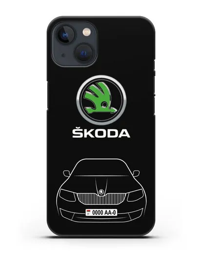 Чехол Skoda с номерным знаком силиконовый для iPhone 13 Mini