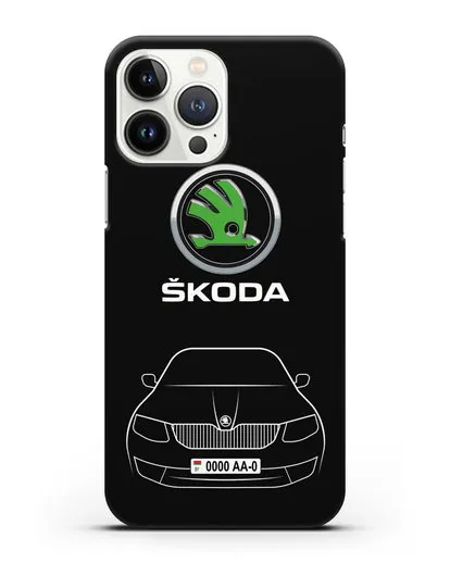 Чехол Skoda с номерным знаком силиконовый для iPhone 13 Pro Max