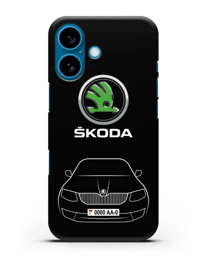Чехол Skoda с номерным знаком силиконовый для iPhone 16