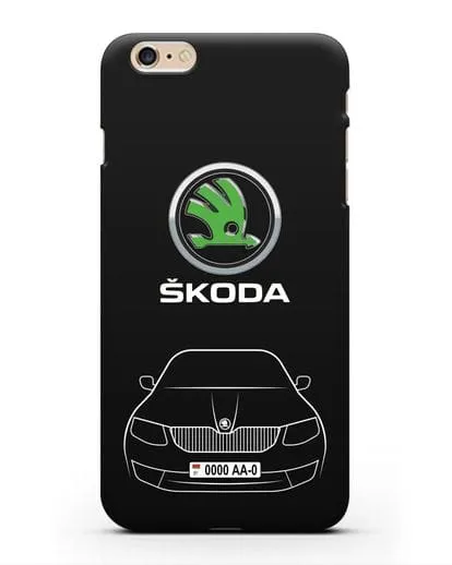 Чехол Skoda с номерным знаком силиконовый для iPhone 6s Plus