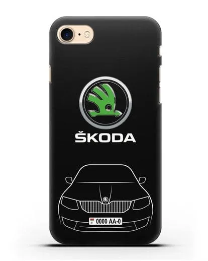 Чехол Skoda с номерным знаком силиконовый для iPhone 8