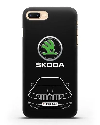 Чехол Skoda с номерным знаком силиконовый для iPhone 7 Plus