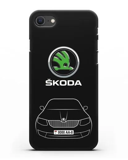 Чехол Skoda с номерным знаком силиконовый для iPhone SE 2020
