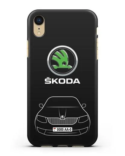 Чехол Skoda с номерным знаком силиконовый для iPhone XR