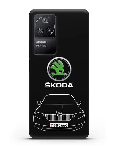 Чехол Skoda с номерным знаком силиконовый для Xiaomi Poco F4