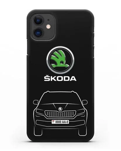 Чехол Skoda Kodiak с автомобильным номером силиконовый для iPhone 11