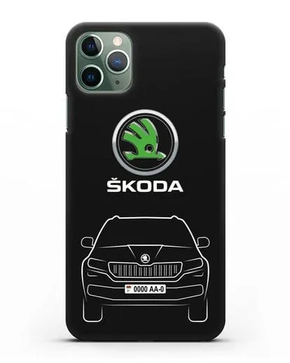Чехол Skoda Kodiak с автомобильным номером силиконовый для iPhone 11 Pro
