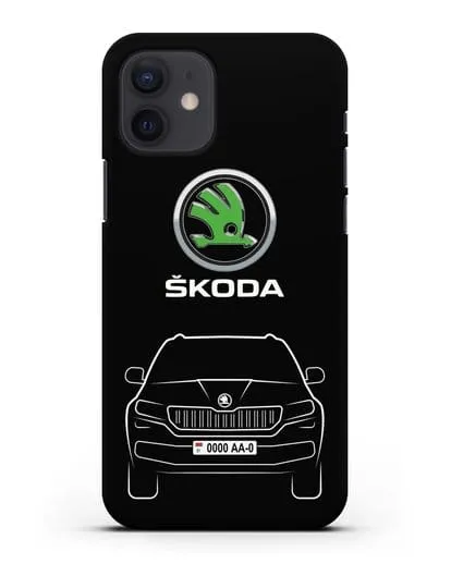 Чехол Skoda Kodiak с автомобильным номером силиконовый для iPhone 12