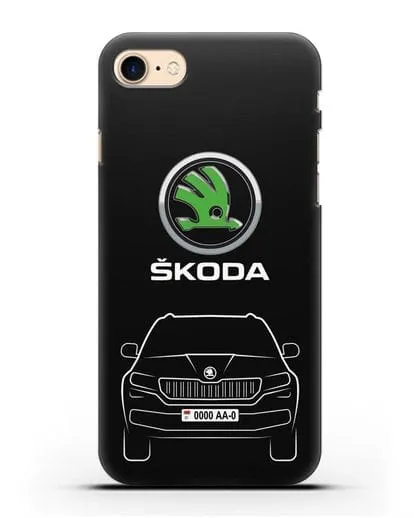 Чехол Skoda Kodiak с автомобильным номером силиконовый для iPhone 8