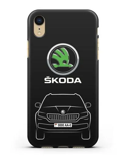 Чехол Skoda Kodiak с автомобильным номером силиконовый для iPhone XR
