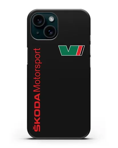 Чехол с надписью Skoda Motorsport силиконовый для iPhone 15