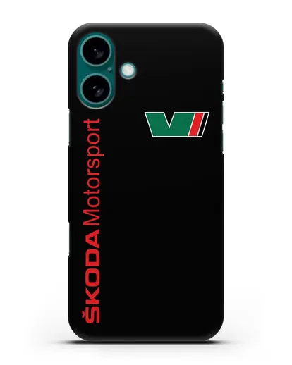 Чехол с надписью Skoda Motorsport силиконовый для iPhone 16 Plus