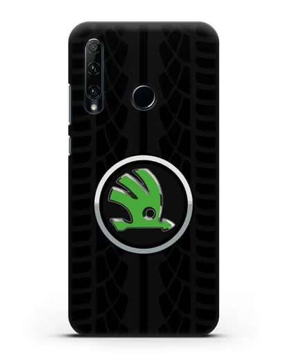 Чехол с эмблемой Skoda с протектором шин силиконовый для Honor 20e