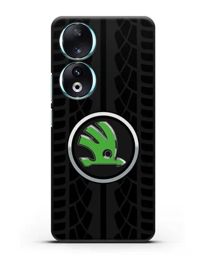 Чехол с эмблемой Skoda с протектором шин силиконовый для Honor 90