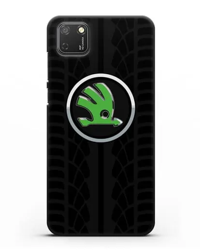 Чехол с эмблемой Skoda с протектором шин силиконовый для Honor 9S
