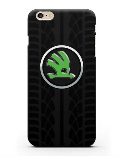 Чехол с эмблемой Skoda с протектором шин силиконовый для iPhone 6s Plus