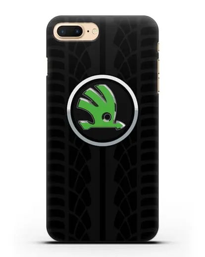 Чехол с эмблемой Skoda с протектором шин силиконовый для iPhone 7 Plus