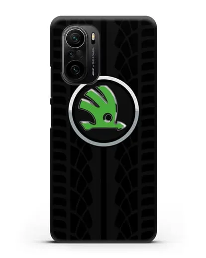 Чехол с эмблемой Skoda с протектором шин силиконовый для Xiaomi Poco F3