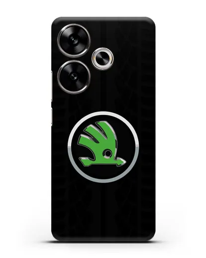 Чехол с эмблемой Skoda с протектором шин силиконовый для Xiaomi Poco F6