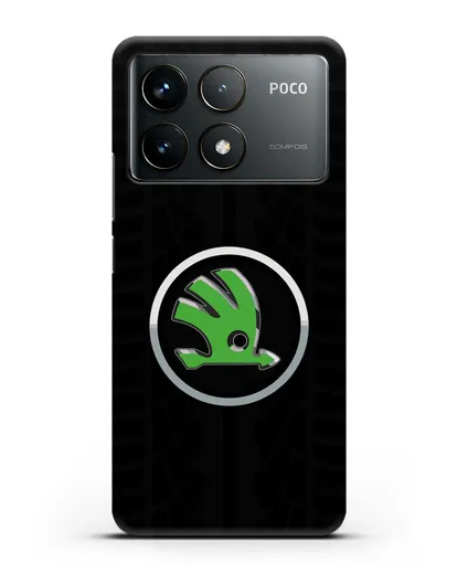 Чехол с эмблемой Skoda с протектором шин силиконовый для Xiaomi Poco F6 Pro