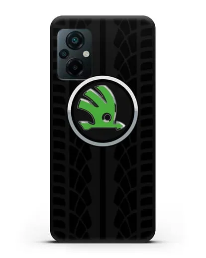 Чехол с эмблемой Skoda с протектором шин силиконовый для Xiaomi Poco M5