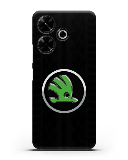 Чехол с эмблемой Skoda с протектором шин силиконовый для Xiaomi Poco M6
