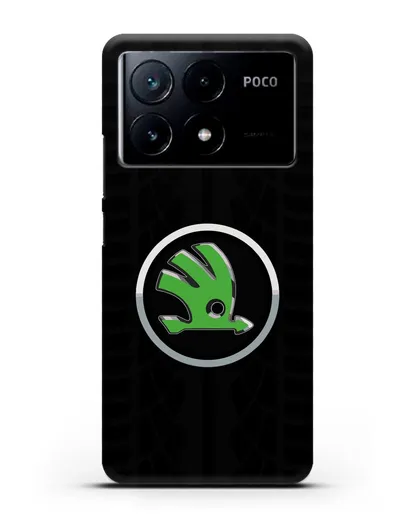 Чехол с эмблемой Skoda с протектором шин силиконовый для Xiaomi Poco X6 Pro