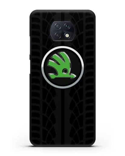 Чехол с эмблемой Skoda с протектором шин силиконовый для Xiaomi Redmi Note 9T