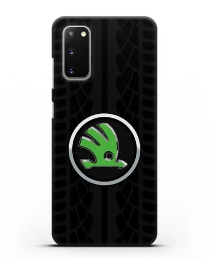 Чехол с эмблемой Skoda с протектором шин силиконовый для Samsung Galaxy S20 [SM-G980F]