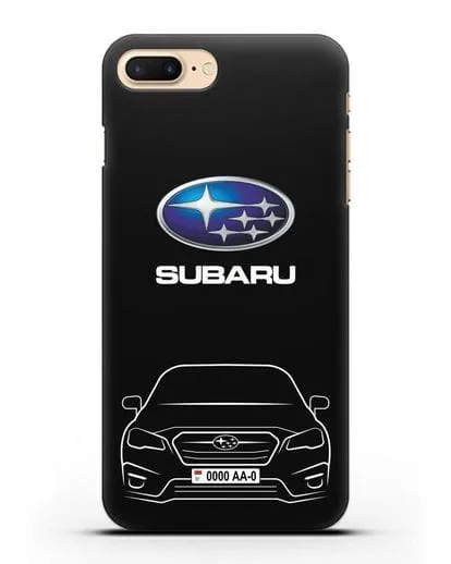 Чехол Subaru Legacy с номерным знаком силиконовый для iPhone 7 Plus