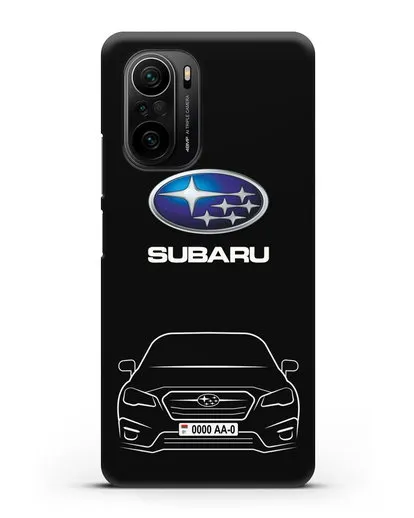Чехол Subaru Legacy с номерным знаком силиконовый для Xiaomi Poco F3